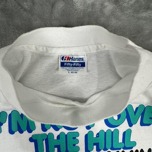Vintage 80’s I’m Not Over The Hill I’m Just Gaining Speed White Graphic Tshirt L - Picture 3 of 8